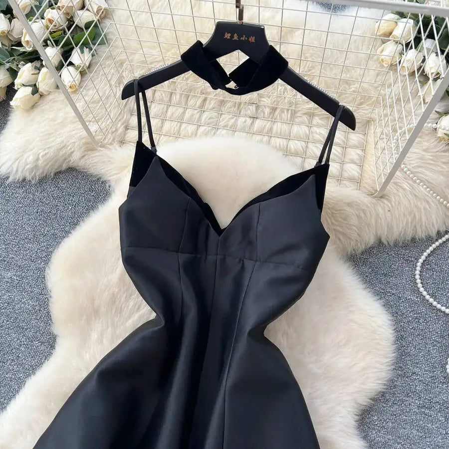 High-waisted, plain A-line formal dresses with thin straps, high quality