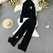 3-piece suit coat, high-waisted zip-up vest + high-quality wide-leg pants