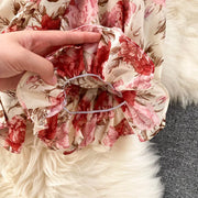Sexy Two Pieces Sets Chic Bandage chiffon Shirt Top with sweet High Waist mermaid Skirt Beach Vacation Sets