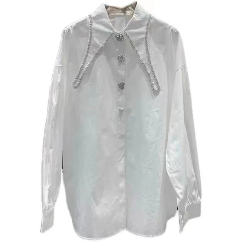 High Quality Diamond Stitching Oversized Loose Shirts