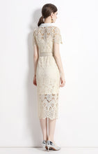 High Quality Button Pocket Lace Knee-Length Temperament Slim High Waist Pencil Dress