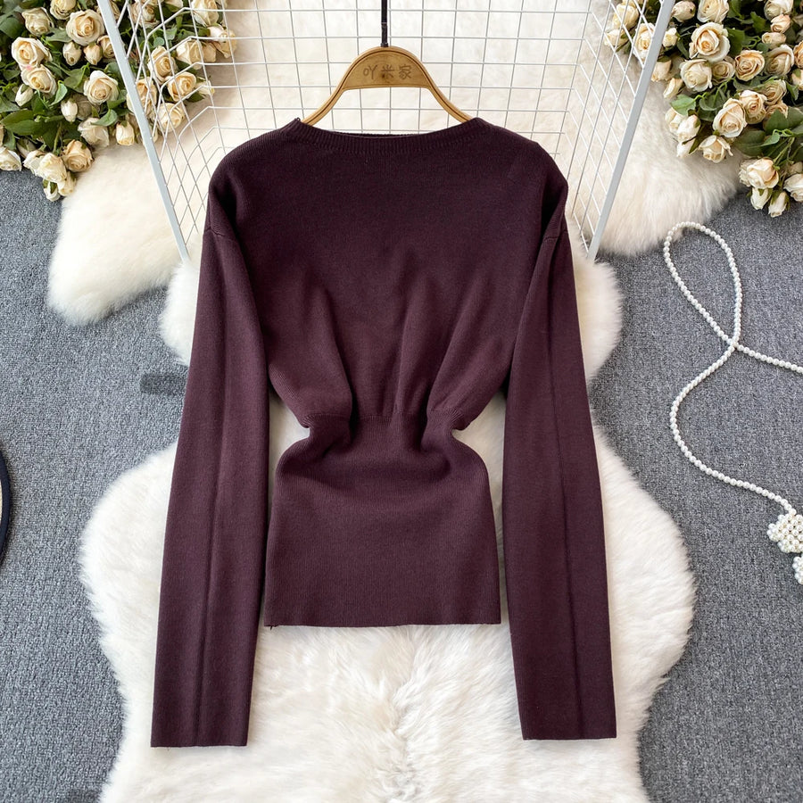 Women Elegant Office Two Piece Sets Autumn Winter Long Sleeved Standing Neck Sweater Top High Waist Slim A-line Long Skirt Suits