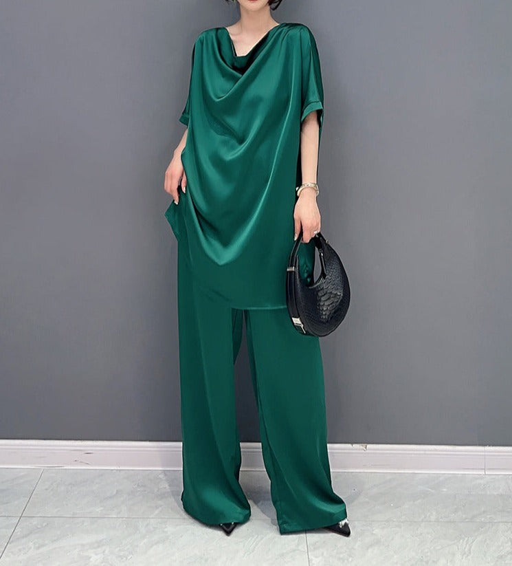 High Quality Solid Color Elegant 2 Piece Long Set