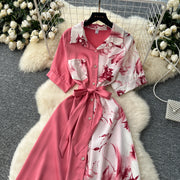 Chic Single Breasted Spliced Elegant Korean Fashion Fairy Sexy High Waist Vestidos Summer High Street Women Vacation