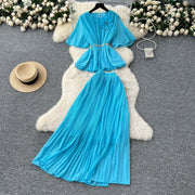 Chic Elegant Three-dimensional Ruched slim chain casual Sexy Evening Fashion fairycore women clothing Two Piece Set