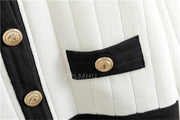 Round Neck Slim Short Sweater Skirts Set+Vintage Knitted Skirts
