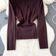 Women Elegant Office Two Piece Sets Autumn Winter Long Sleeved Standing Neck Sweater Top High Waist Slim A-line Long Skirt Suits