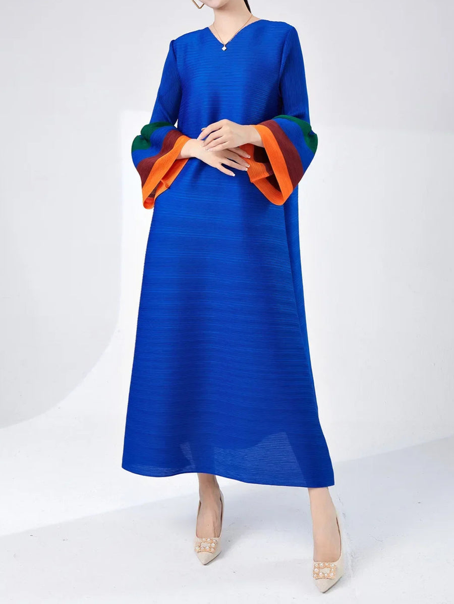 High-end V-neck Flare Sleeves High-end Pleated Elegant Dress