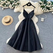 High-waisted, plain A-line formal dresses with thin straps, high quality