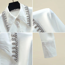 High Quality Long Sleeve Diamond Lapel Chiffon Shirt