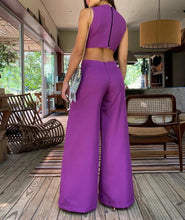 Sleeveless Round Neck Nude Waist Jumpsuit with Wide Leg Pants High Quality