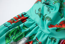 High Quality Sleeveless Zipper High Waist Print Midi Dress