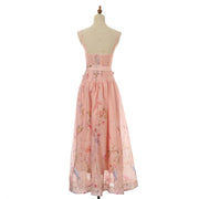 Plus size printed strappy dress with high waist, high quality midi style