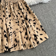 Retro Sweet V Neck Slim Lace -up Print Autumn Summer Elegant Elastic Dress A-line Long Sleeve Vacation Women Mermaid Dresses