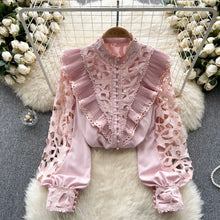 High Quality Pearl Long Sleeve Embroidered Blouse
