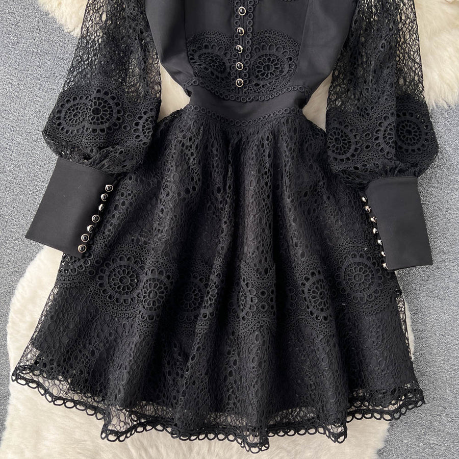 black hollow out lace dress Amazon.com: IWFEV Hollow Lace Dress Floor-Length Lace-Up Asymmetrical Maxi Dress Elegant Long Dress M Black: Clothing, Shoes & Jewelry