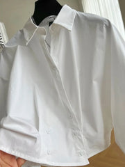 High Quality Long Sleeve Loose Vintage Plain Short Shirt