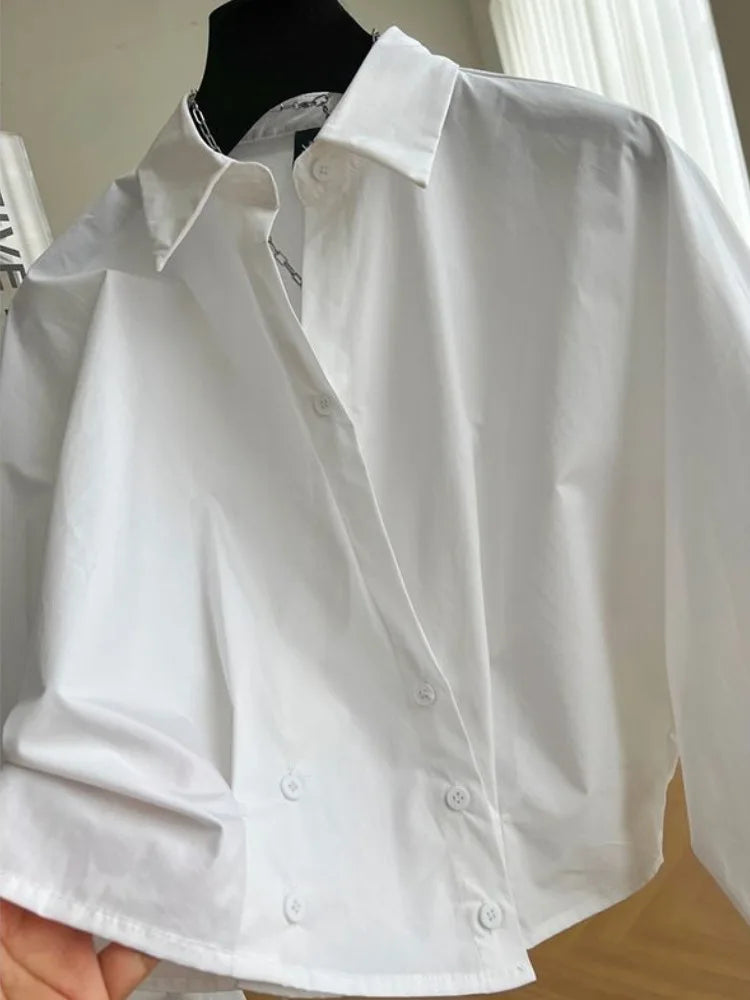 High Quality Long Sleeve Loose Vintage Plain Short Shirt