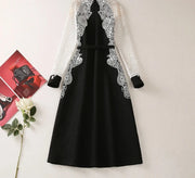 High Quality Lace V Neck Long Sleeve Elegant Dress