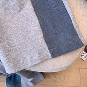 2024 Summer New Stitched Zipper T-shirt top Female Set Elegant Women's Jeans Casual Blouse Two Piece Set Ladies Tracksuits big