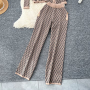 Three-piece sets knitted cardigans + high quality elastic long pants.