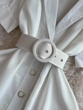 High Quality Flared Belt Notched Short Sleeve Floral Print Maxi Dress
