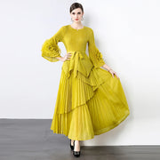 Miyake Spring Women's Clothing French Light Luxury Temperament Elegant Pleated Clothes Two-piece Set  Irregular Skirt 2025