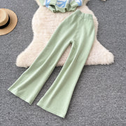 Casual Knitted Sets Ladies O Neck Loose Multicolor Tops+Basic Long Pants American Style High Quality Sweater Suits