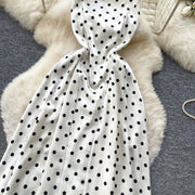 Sexy Backless Polka Dot Maxi Dress High Waist Slimming Summer Korean Style Sleeveless Women's Dress
