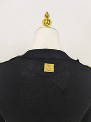 Women's Basic Solid Color Knitted Sweater, Round Neck, Short Sleeve, Patches, Metal Buckles, Temperament