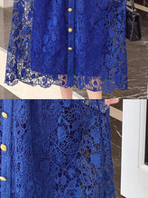 High Quality Flower Embroidery Water Soluble Lace Hollow Out Square Neck Belted Elegant Dress