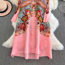 Long sleeve flower print shirt dress