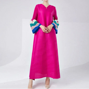 High-end V-neck Flare Sleeves High-end Pleated Elegant Dress