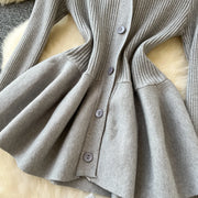Fashion Luxury Women Sweater Suits Ruffles Slim Knitted Blouse + Elastic Long Flare Pant Two Piece Sets High Quality