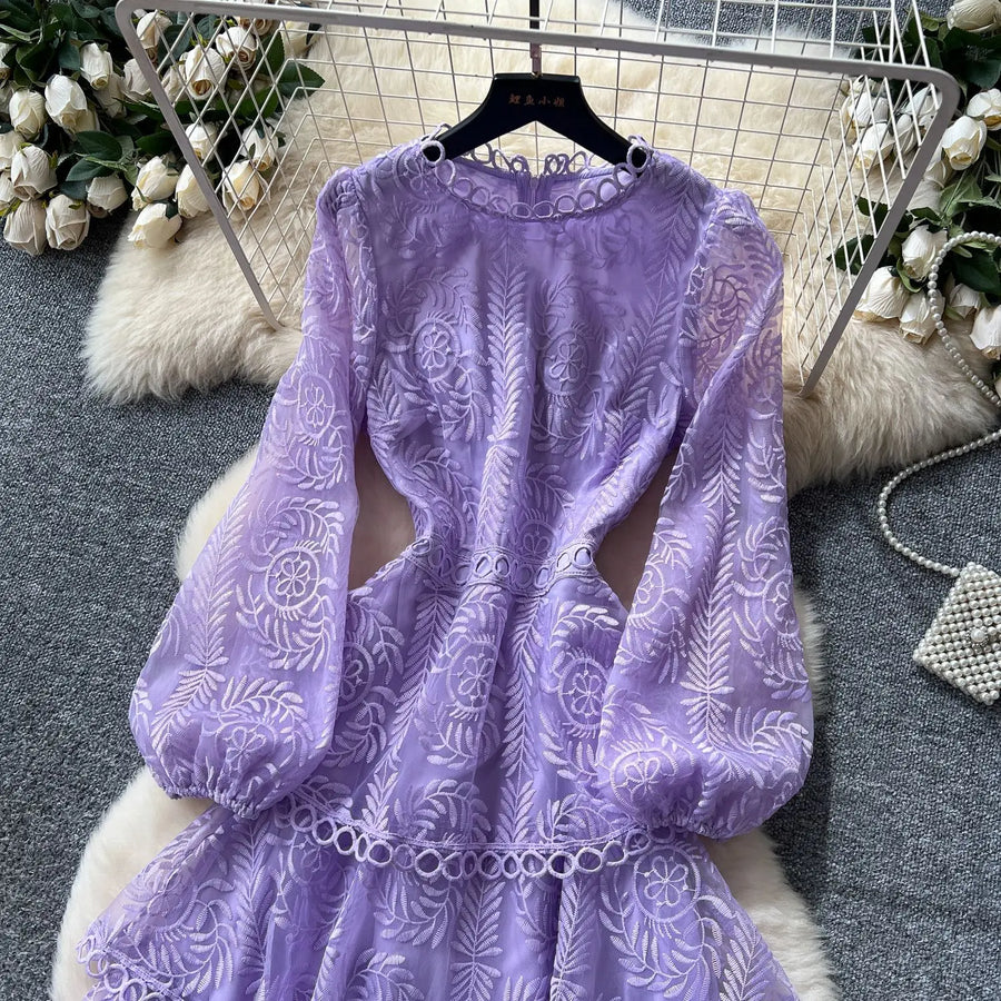 Cake Dress Women Long Dresses High Waist Vestidos Full Sleeve Elegant Splice Y2k Streetwear Work Party Night Ruffles High Waist