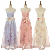 Plus size printed strappy dress with high waist, high quality midi style
