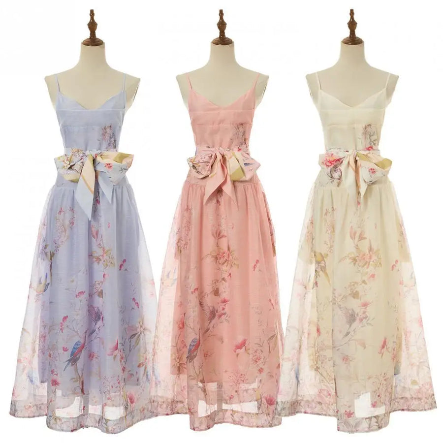 Plus size printed strappy dress with high waist, high quality midi style