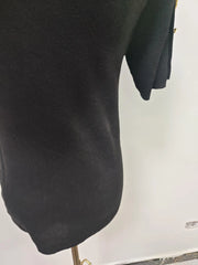 Women's Basic Solid Color Knitted Sweater, Round Neck, Short Sleeve, Patches, Metal Buckles, Temperament