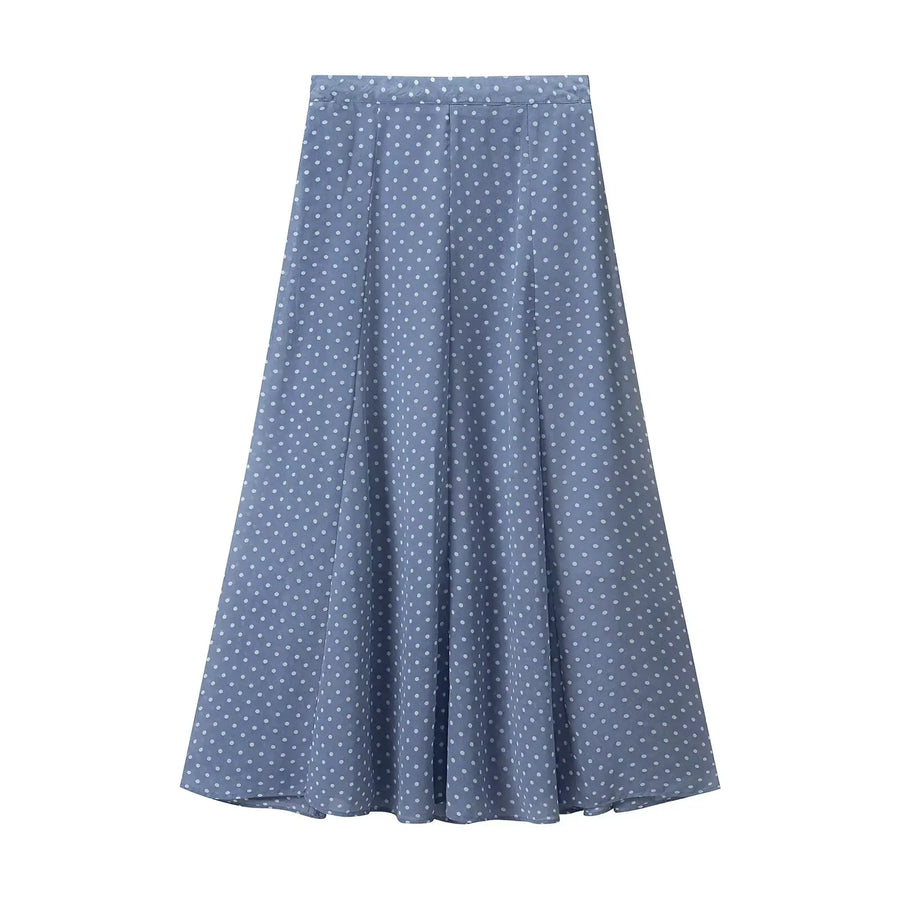 KONDALA Vintage Polka Dot Women Sets Chiffon Bow Tie Loose Blouses Loose Long Skirts Fashion 2026 Spring Summer Holiday Suits