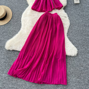 Chic Elegant Three-dimensional Ruched slim chain casual Sexy Evening Fashion fairycore women clothing Two Piece Set