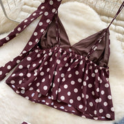 Retro Polka Dot Skirt Set Women Summer Sweet Style Fashion Temperament Camisole Top and Fashion Bodycon Skirt Women Skirt Set