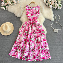 High Quality O Neck Sleeveless Floral Midi Dress