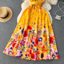 High quality belted ruffle sleeveless flower print dress