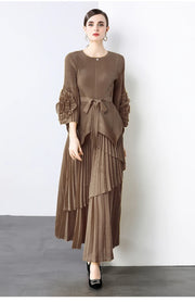 Miyake Spring Women's Clothing French Light Luxury Temperament Elegant Pleated Clothes Two-piece Set  Irregular Skirt 2025