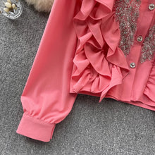 High Quality Sequin Ruffle Long Sleeve Blouses