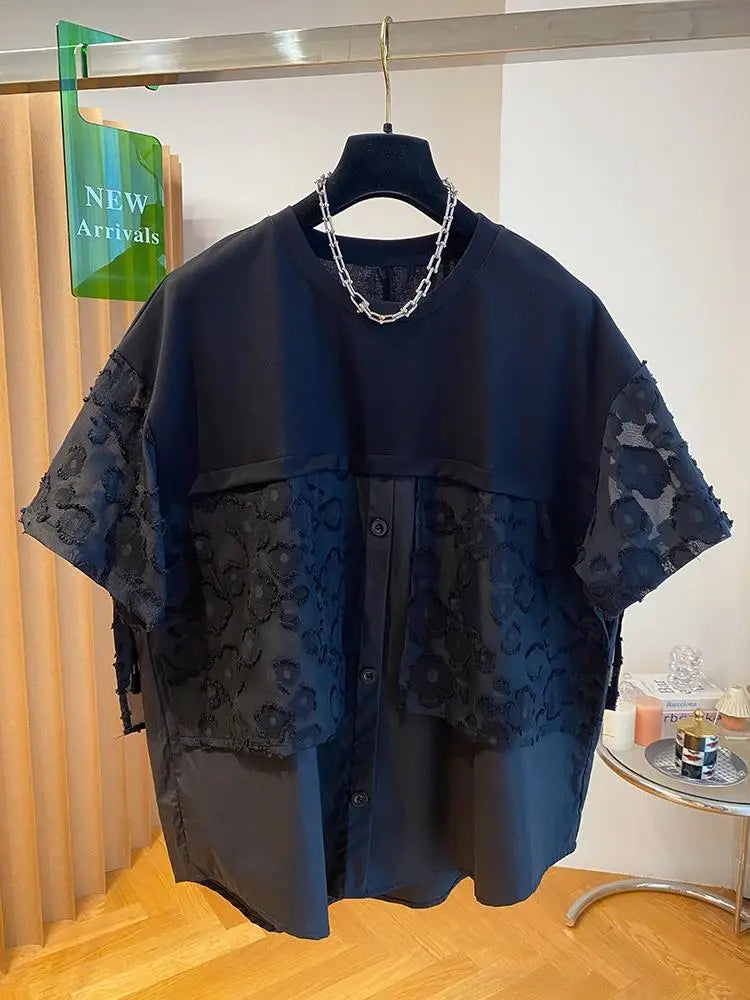 High Quality Loose Black Short Sleeve Shirts