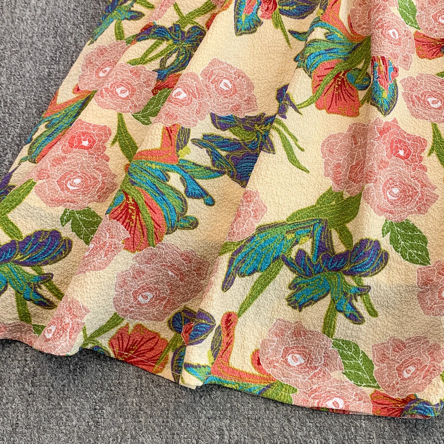 Elegant Vintage Office Long Dress Women Summer V Neck Sleeveless Print Floral Luxury Dress Evening Party Birthday Dresses
