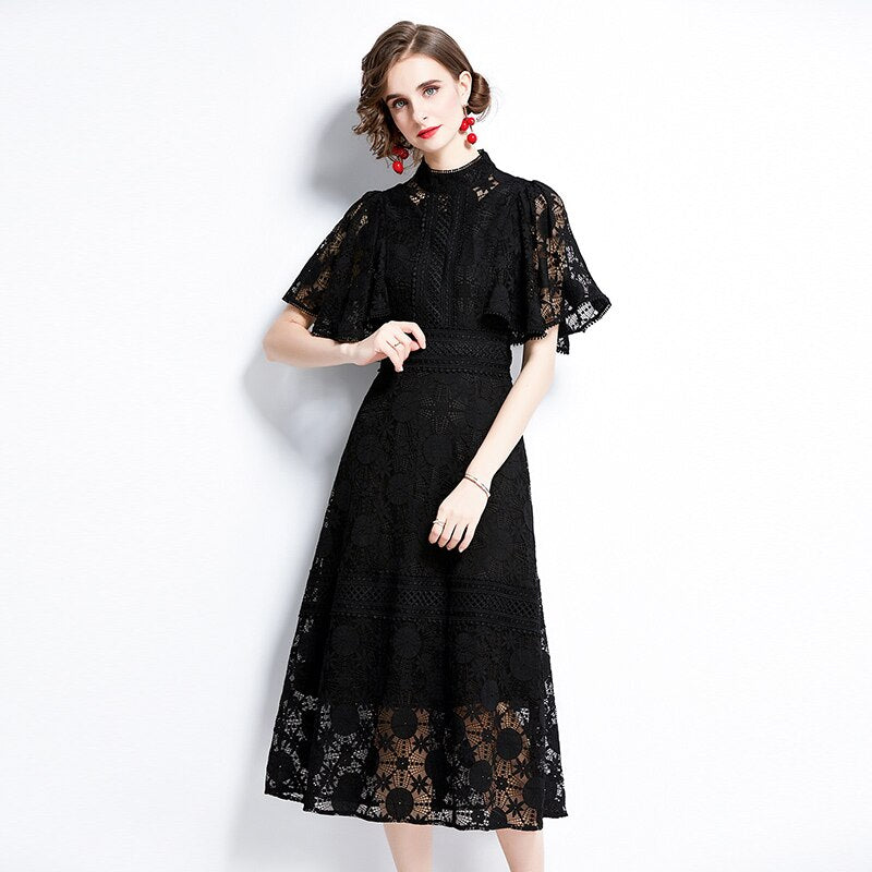 High Quality Lantern Sleeve Elegant Maxi Dress