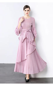 Miyake Spring Women's Clothing French Light Luxury Temperament Elegant Pleated Clothes Two-piece Set  Irregular Skirt 2025