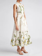 Elegant Sleeveless High Waist Dresses with Print and High Quality Bows